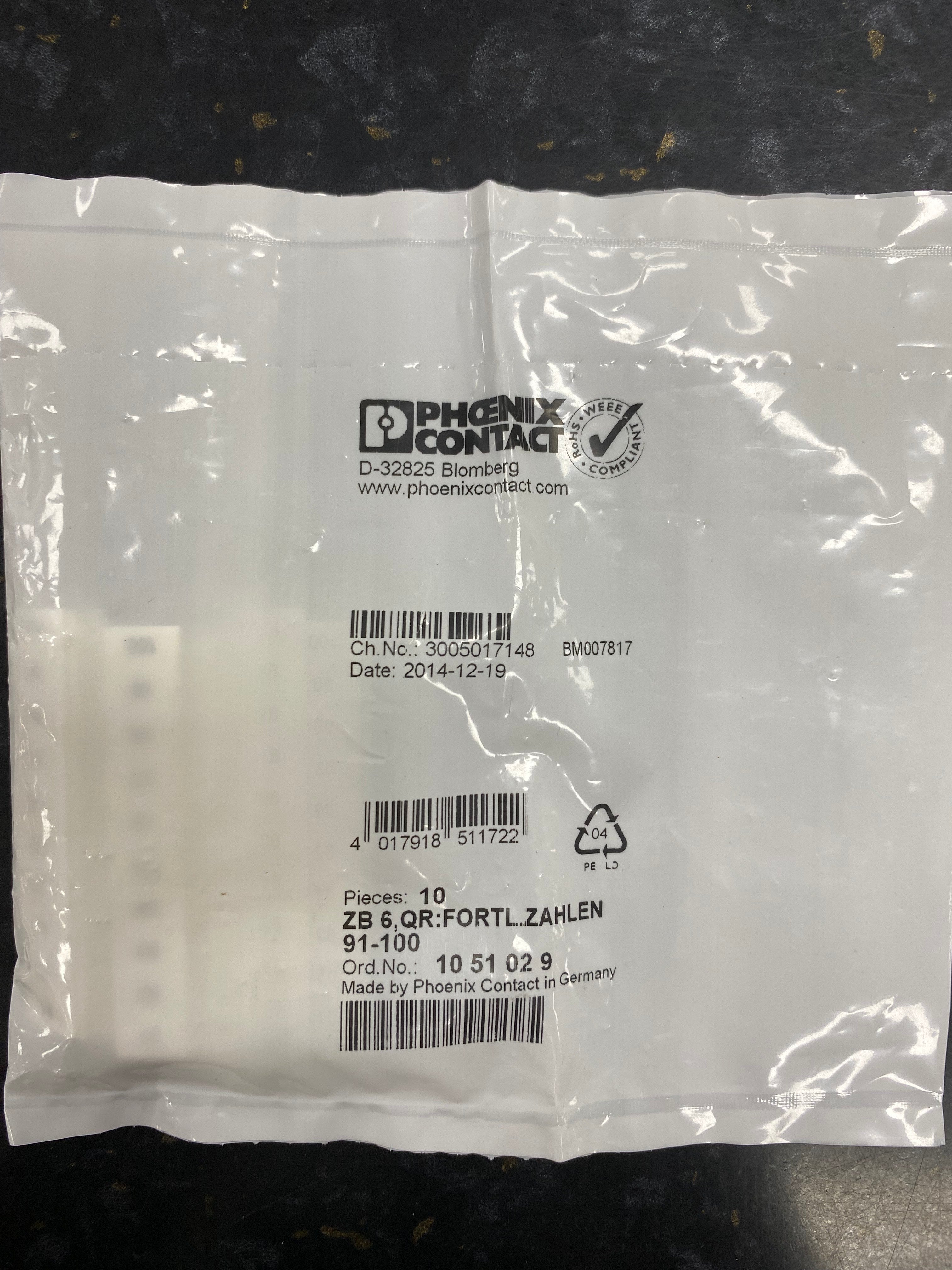 ZB 6,QR:FORTL.ZAHLEN - Zack marker strip 91-100